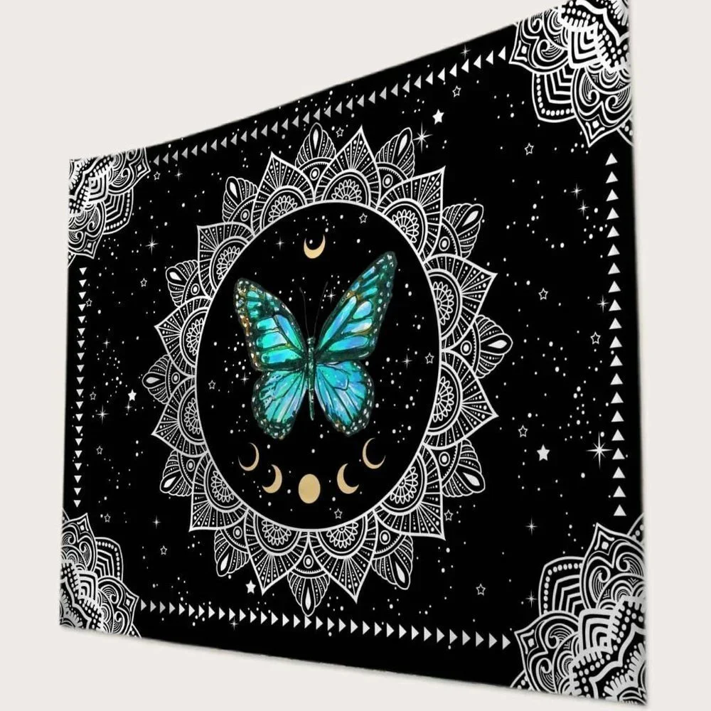 Butterfly Moon Wall Tapestry Decor - Picture 2 of 3